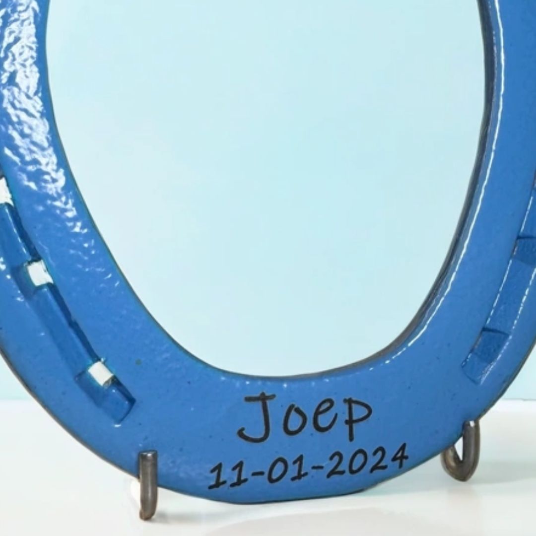 Blauw hoefijzer - Hoefijzergeschenk.nl
