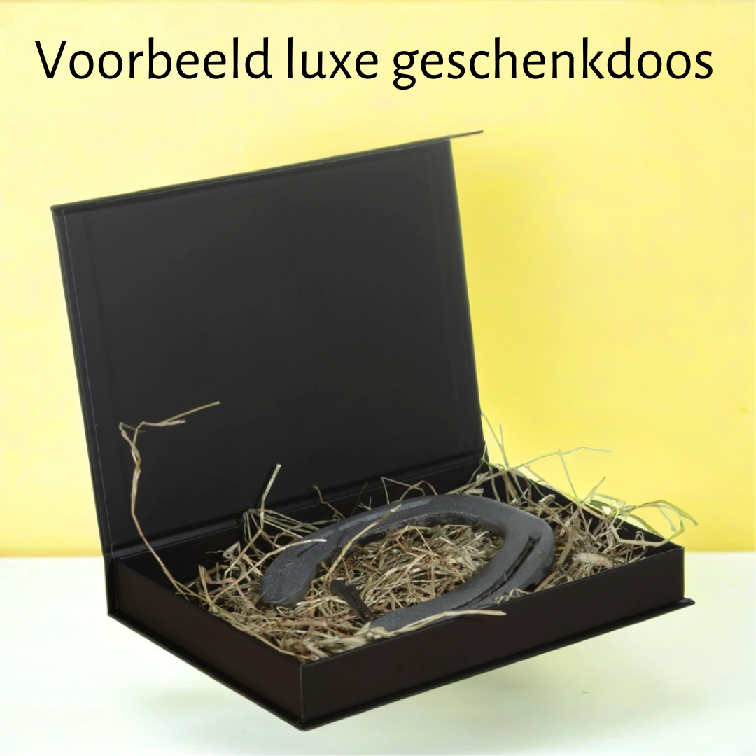 Eigen hoefijzer graveren met persoonlijke tekst