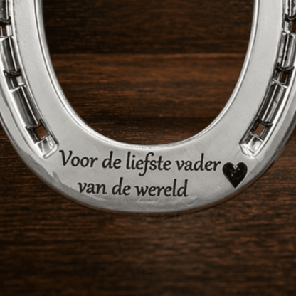 Chroom hoefijzer voor Vaderdag - Hoefijzergeschenk.nl